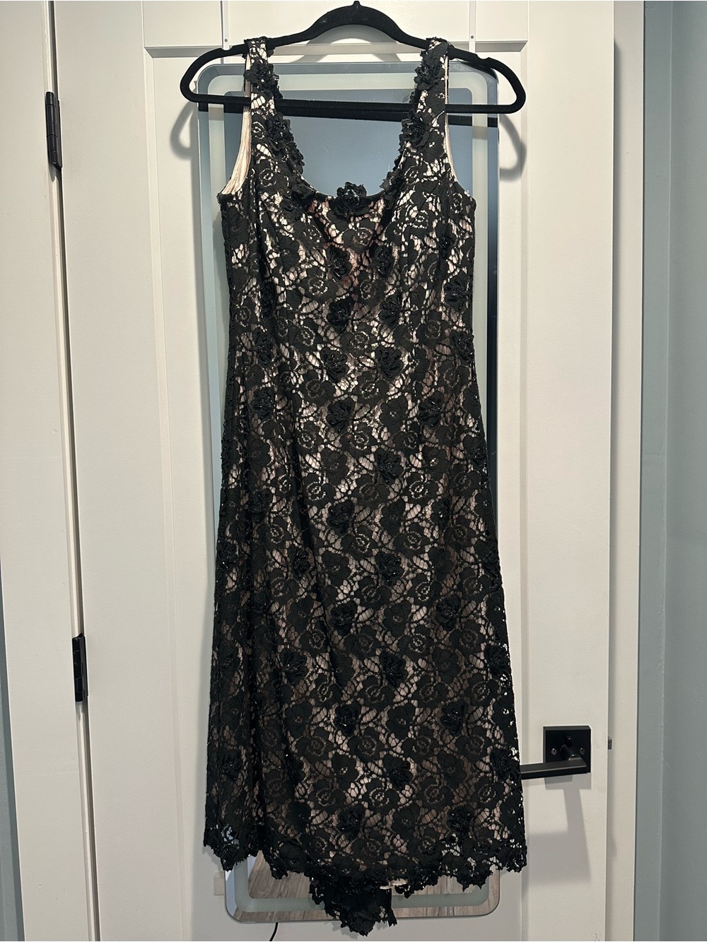 Vintage JS Boutique Black Lace Beaded Overlay Women’s Dress Size 8